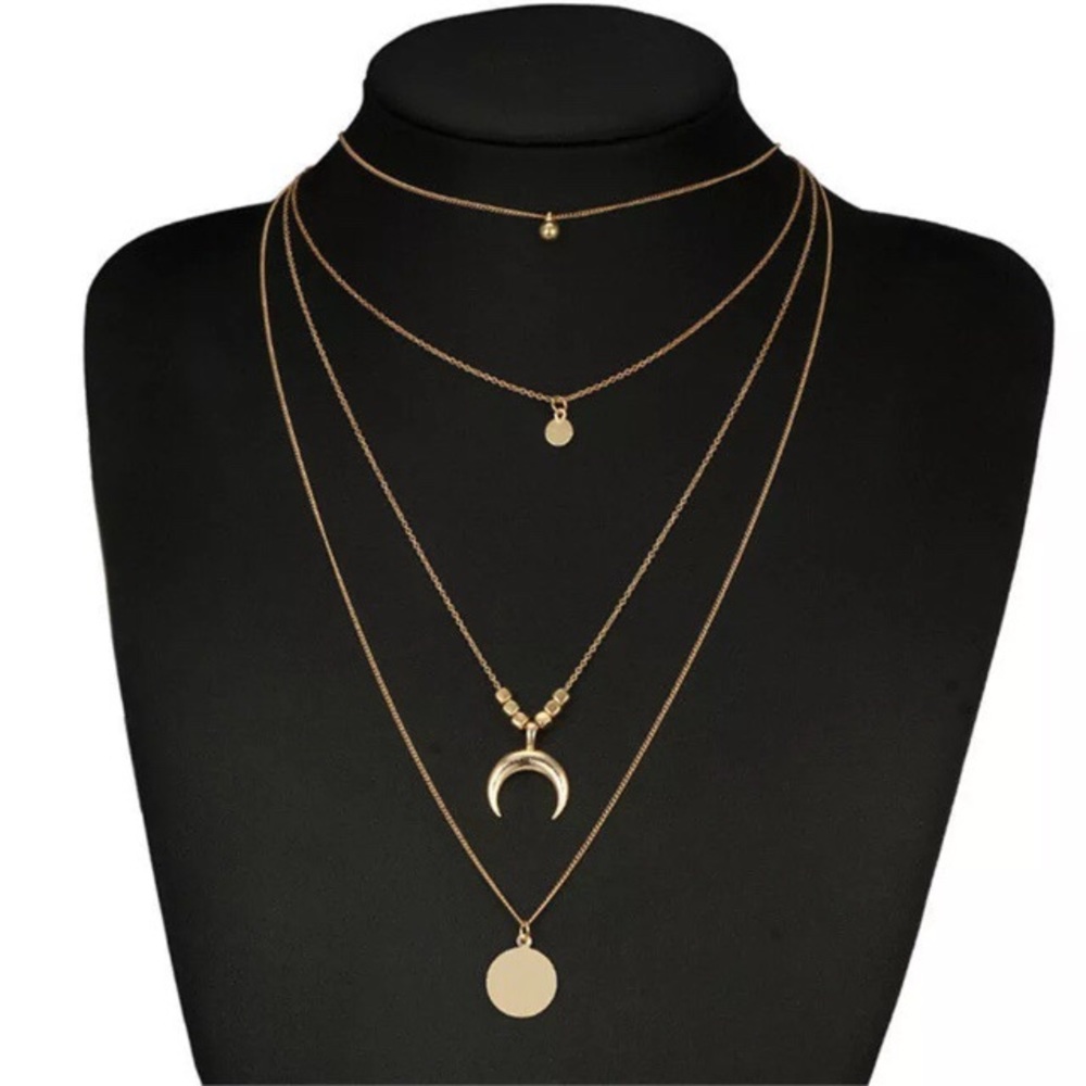 ‼️3/$30 Boho Multilayer Gold Horn Choker Necklace - Picture 3 of 6